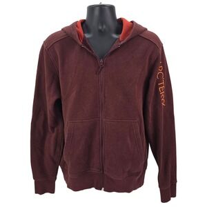 Arcteryx Men's Word On End Full Zip Hoodie Size Large Sweatshirt Burgundy Maroon